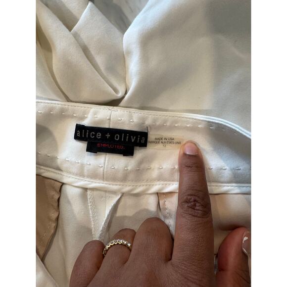 Alice + Olivia Employed White Ankle Trousers Women’s Size 12 Stretchy Workwear - Picture 4 of 8